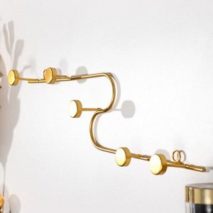Крючки декоративные металл "Плавная линия с точками" золото 11,5х40 см 7548899