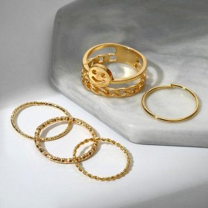 Кольцо набор 5 штук "Идеальные пальчики" изысканность, цвет белый в золоте