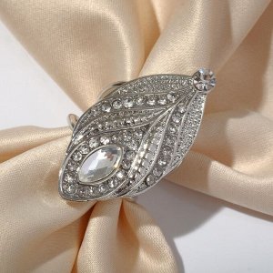 Кольцо для платка "Перо", цвет белый в серебре