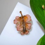 Брошь &quot;Лист&quot; осенний, цвет розовый в чернёном золоте