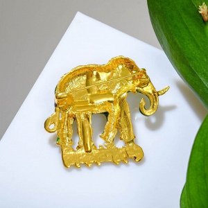 Брошь "Слон" индийский, цветной в золоте
