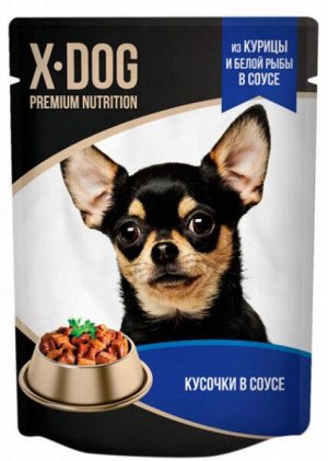 X-DOG влажный корм для собак курица и белая рыба в соусе 85гр АКЦИЯ!