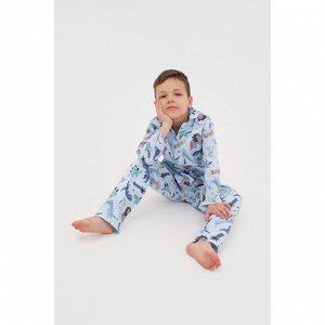 Пижама детская (рубашка, брюки) KAFTAN "Дино", р. 98-104, голубой