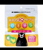 KIDS IQ ЖЕВАТЕЛЬНЫЕ КОНФЕТЫ &quot;ИНТЕЛЛЕКТ + КОНЦЕНТРАЦИЯ + ПИЩЕВАРЕНИЕ&quot; / ОМЕГА-3 + ГАМК + ПИЩЕВЫЕ ВОЛОКНА / С БАНАНОВЫМ ВКУСОМ / MORIKAWA KENKODO (150 ШТ.)