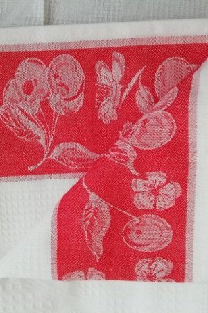 Полотенце вафельное 40*65 см жаккард цвет Вишня
