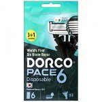 DORCO Станок для бритья одноразовый PACE 6, 6 лезвий, плав. головка, увл. полоса (3+1 шт)  NEW