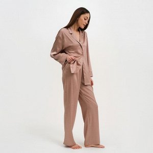 Пижама женская (рубашка и брюки) KAFTAN "Треугольники" цвет бежевый, размер 48-50