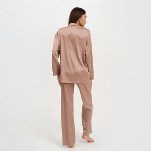 Пижама женская (рубашка и брюки) KAFTAN &quot;Треугольники&quot; цвет бежевый, размер 48-50