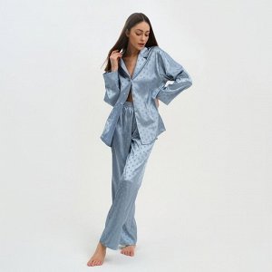 Пижама женская (рубашка и брюки) KAFTAN "Горох" цвет голубой, 40-42