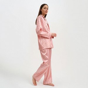Пижама женская (рубашка и брюки) KAFTAN &quot;Горох&quot; цвет розовый, размер 44-46