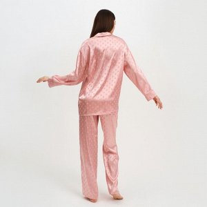 Пижама женская (рубашка и брюки) KAFTAN "Горох" цвет розовый, размер 40-42