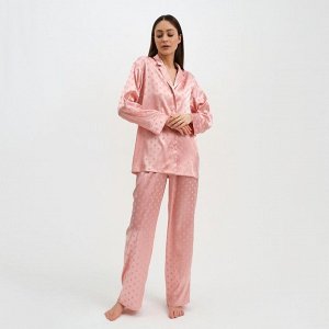 Пижама женская (рубашка и брюки) KAFTAN "Горох" цвет розовый, размер 44-46