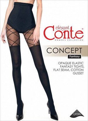 Concept колготки (Conte)  с геометрическим  рисунком  и «имитация гольфинов»  50ден