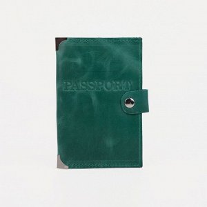 Обложка для паспорта, на клапане, цвет зелёный 5243277
