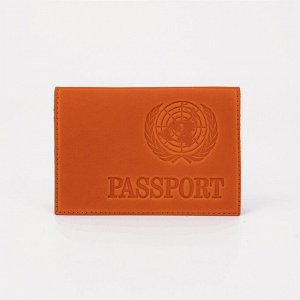 Обложка для паспорта, тиснение, латинские буквы, цвет рыжий 1075134