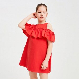 Платье для девочки MINAKU: Cotton Collection, цвет терракот, рост