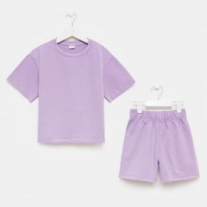 Костюм детский (футболка, шорты) MINAKU: Casual Collection, лиловый, рост, см