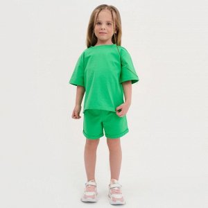 Комплект детский (футболка, шорты) KAFTAN Basic line 30 (98-104 см), зелёный