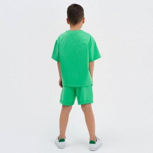 Комплект детский (футболка, шорты) KAFTAN Basic line 30 (98-104 см), зелёный