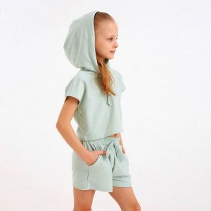 Комплект для девочки (топ, шорты) MINAKU: Casual Collection цвет оливковый, рост 152