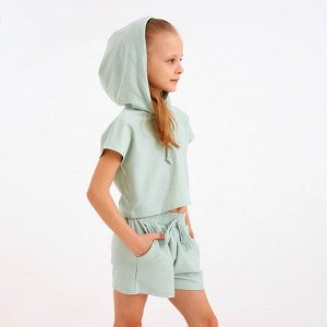 Комплект для девочки (топ, шорты) MINAKU: Casual Collection, оливковый, рост, см
