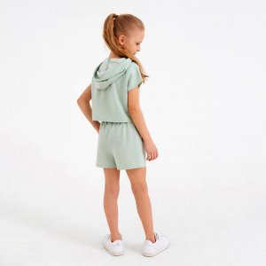 Комплект для девочки (топ, шорты) MINAKU: Casual Collection, оливковый, рост, см