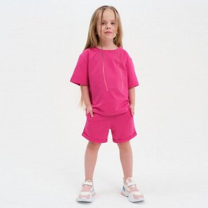 Комплект детский (футболка, шорты) KAFTAN Basic line размер 34 (122-128 см), розовый
