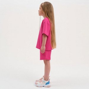 Комплект детский (футболка, шорты) KAFTAN Basic line размер 34 (122-128 см), розовый