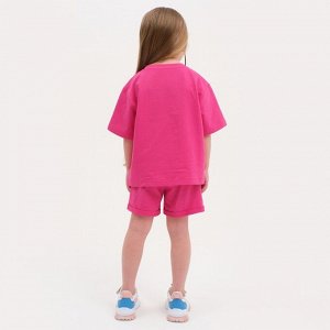 Комплект детский (футболка, шорты) KAFTAN Basic line размер 34 (122-128 см), розовый