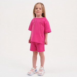 Комплект детский (футболка, шорты) KAFTAN "Basic line" размер 36 (134-140), цвет розовый