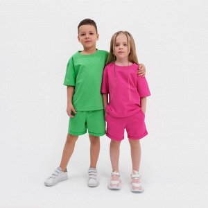Комплект детский (футболка, шорты) KAFTAN Basic line размер 34 (122-128 см), розовый