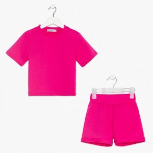 Комплект детский (футболка, шорты) KAFTAN Basic line размер 34 (122-128 см), розовый