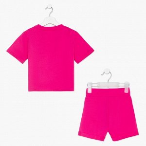 Комплект детский (футболка, шорты) KAFTAN Basic line размер 34 (122-128 см), розовый