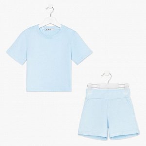 Комплект детский (футболка, шорты) KAFTAN Basic line 30 (98-104 см), голубой