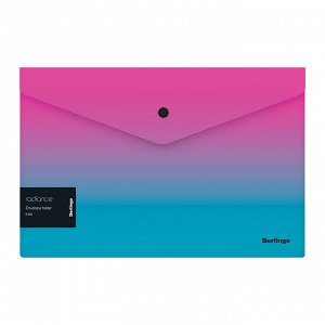 Папка-конверт на кнопке Berlingo ""Radiance"", 180мкм, розовый/голубой градиент, с рисунком