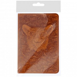 Обложка для паспорта Кожевенная мануфактура, нат. кожа, ""Пес Веселый"", коричневый