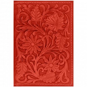 Обложка для паспорта Кожевенная мануфактура, нат. кожа, ""Цветы"", красный