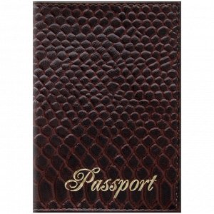 Обложка для паспорта OfficeSpace ""Питон"", кожа, коричневый