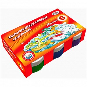 Краски пальчиковые Гамма "Мультики", СЕНСОРНЫЕ, 06 цветов, 50мл