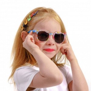 Очки солнцезащитные детские &quot;Square&quot;, оправа с цветком, дужки и стёкла МИКС, 12.5 х 4.5 х 2.5 см