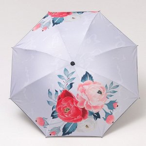 Зонт механический «Розы», ветроустойчивый, 3 сложения, 8 спиц, R = 48 см, цвет МИКС