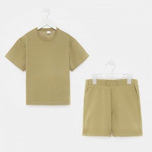 Костюм (футболка/шорты) для мальчика , цвет хаки, рост 116
