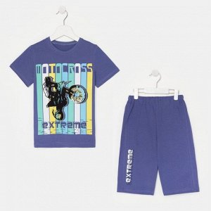Комплект (футболка, шорты) для мальчика, цвет синий, рост 116