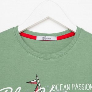 Комплект для мальчика (футболка/шорты), цвет зелёный/серый, рост 110