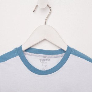 Комплект для мальчика (шорты, футболка), цвет белый/бирюза, рост 104 см
