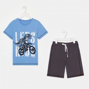 Комплект (футболка, шорты) для мальчика, цвет голубой/синий, рост