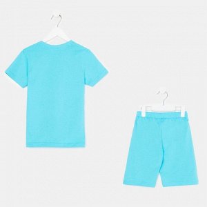 Комплект для мальчика (футболка/шорты), цвет голубой, рост 104