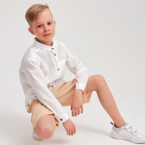 Рубашка для мальчика MINAKU: Cotton Collection цвет белый, рост 146
