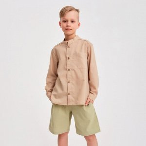 Рубашка для мальчика MINAKU: Cotton Collection цвет бежевый, рост 134
