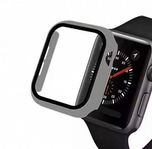 Защитное стекло c силиконовым бампером для Apple Watch 38 mm/ / Твердый чехол для смарт часов